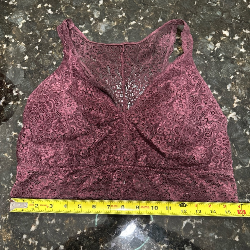 Soma Womens Bralette XL or L Burgundy Lace Racerback Wireless Comfort Bra